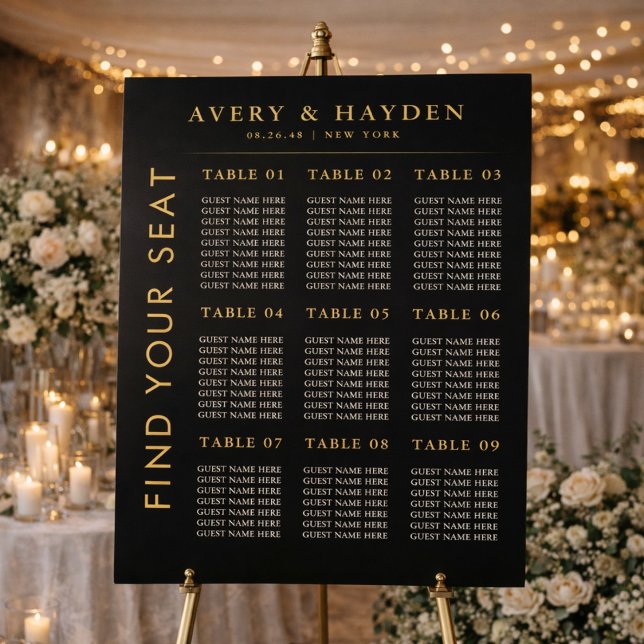 Modern Minimal 6 Table Wedding Seating Chart Foam Board (Creator Uploaded)