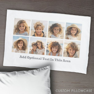 Modern Minimal 8 Photo Grid Collage - White Pillow Case