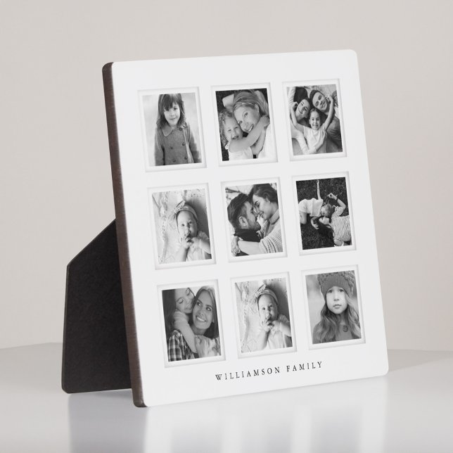 Modern Minimal 9 Grid Matboard Black & White Photo Plaque (Modern Minimal 9 Grid Matboard Black & White Photo Plaque)