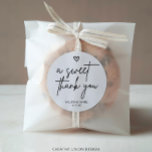 Modern Minimal A Sweet Thank You Wedding Favor Classic Round Sticker<br><div class="desc">These Modern Minimalist A Sweet Thank You wedding favor stickers are perfect for a minimalist wedding or a modern wedding. This simple design features a hand script font that is perfect for your event. Customizable all of the wording to be in any color. You can also add any image, if...</div>