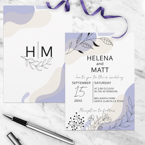Modern Minimal Abstract Botanical Line Art Wedding