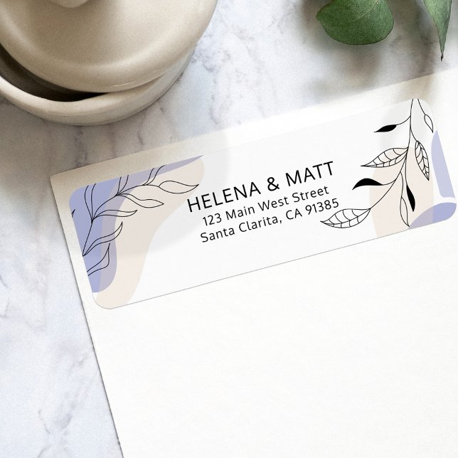 Modern Minimal Abstract Botanical Line Art Wedding Label (Creator Uploaded)
