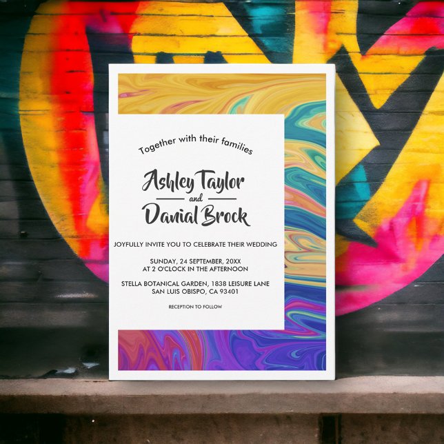 Modern Minimal Abstract Colorful Elegant Wedding Invitation (Creator Uploaded)