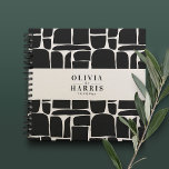 Modern minimal abstract elegant wedding guest book<br><div class="desc">Modern minimal abstract elegant  black and white wedding guest book</div>