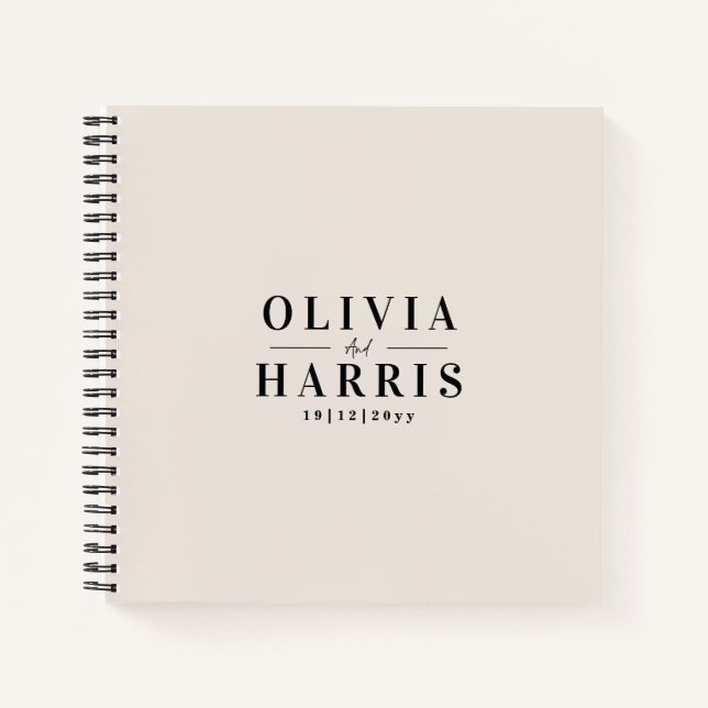 Modern minimal abstract elegant wedding guest book (Front)