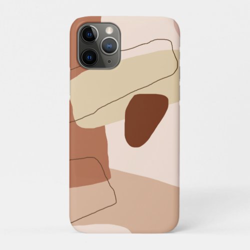 Modern minimal abstract geometric brown figures iPhone 11 pro case