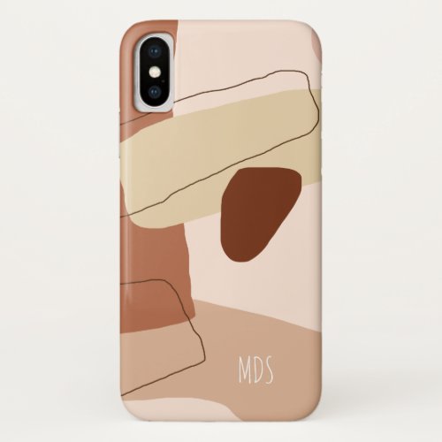 Modern minimal abstract geometric brown figures iPhone XS case