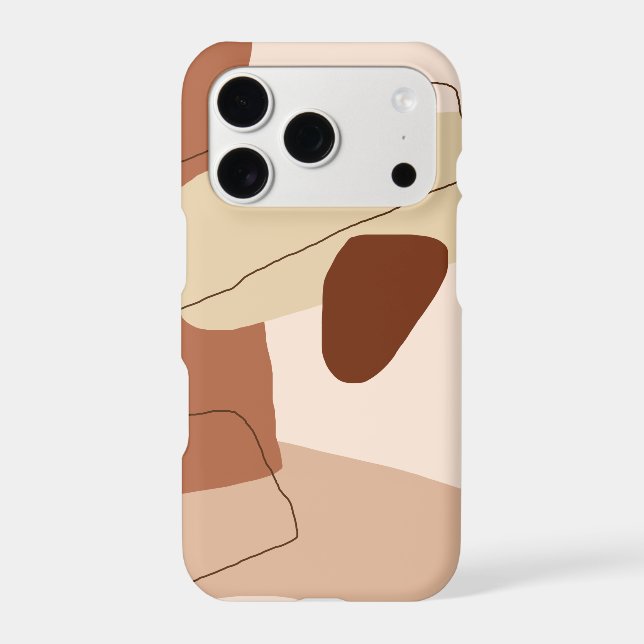 Modern minimal abstract geometric brown figures iphone case (Back)
