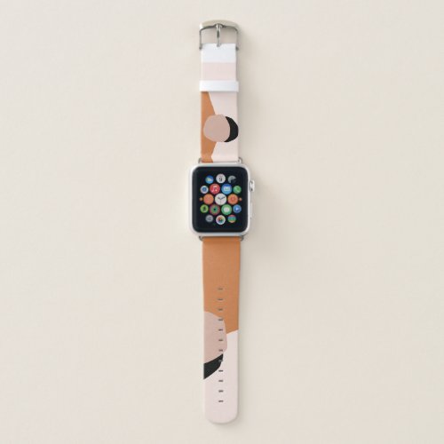 Modern minimal abstract geometric brown pink black apple watch band