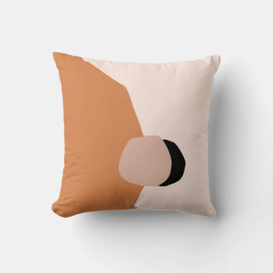 Modern minimal abstract geometric brown pink black throw pillow