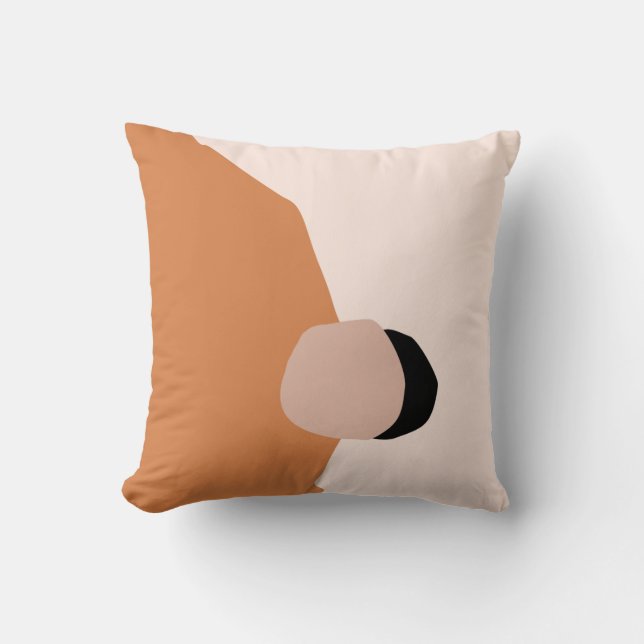 Modern minimal abstract geometric brown pink black throw pillow (Front)