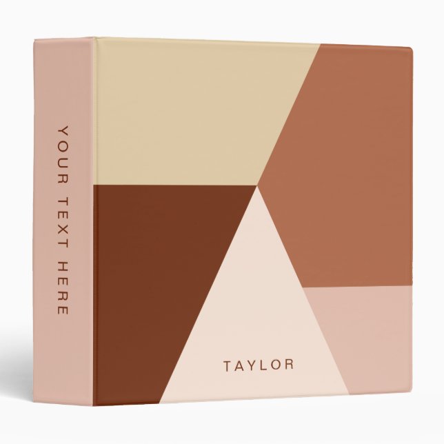 Modern minimal abstract geometric cappuccino 3 ring binder (Front/Spine)