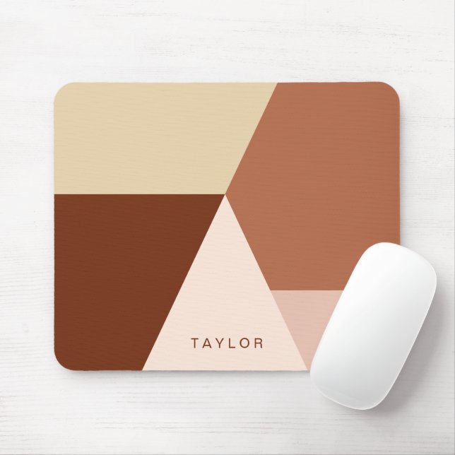 Modern minimal abstract geometric cappuccino mouse pad (With Mouse)