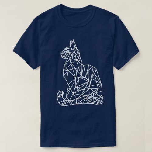   Modern Minimal Abstract Geometric Navy Blue Cat  T_Shirt