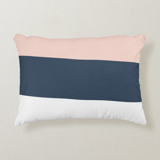 Modern minimal abstract geometric navy blue pink accent pillow (Front)
