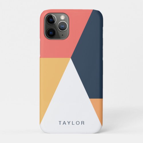 Modern minimal abstract geometric orange navy blue iPhone 11 pro case
