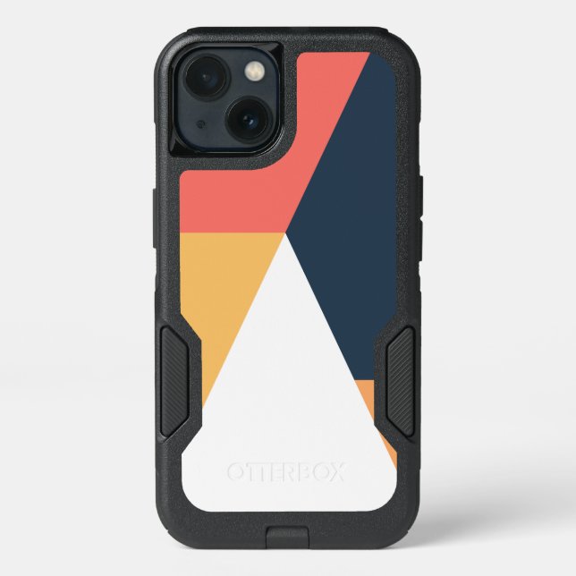 Modern minimal abstract geometric orange navy blue otterbox iPhone case (Back)