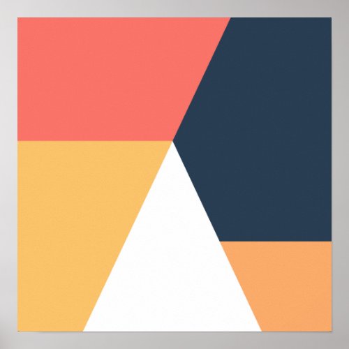 Modern minimal abstract geometric orange navy blue poster