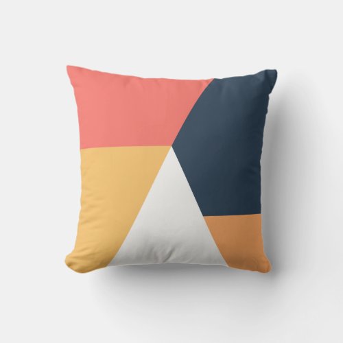 Modern minimal abstract geometric orange navy blue throw pillow