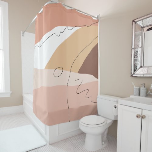 Modern minimal abstract geometric warm colors shower curtain