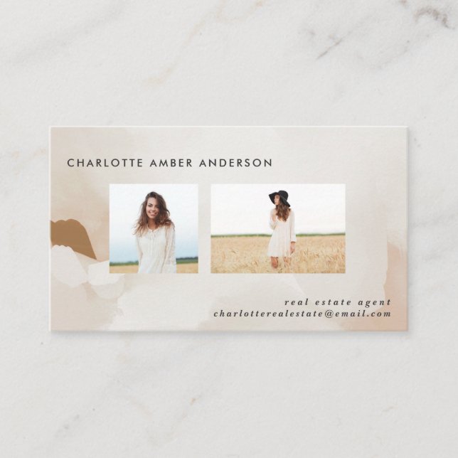 Modern minimal abstract photo business card (Front)
