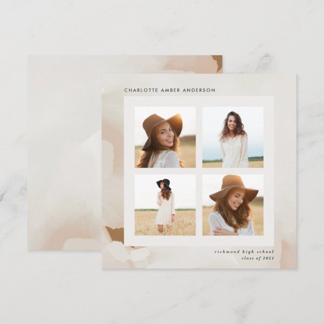 Modern minimal abstract photo collage graduate invitation (Front/Back)