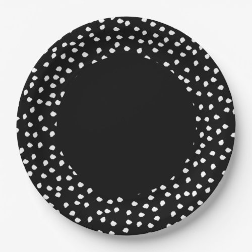 Modern Minimal Abstract Polka Dot Black and White Paper Plates