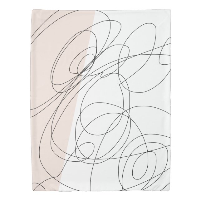 Modern minimal abstract scribble line art duvet cover (Front)