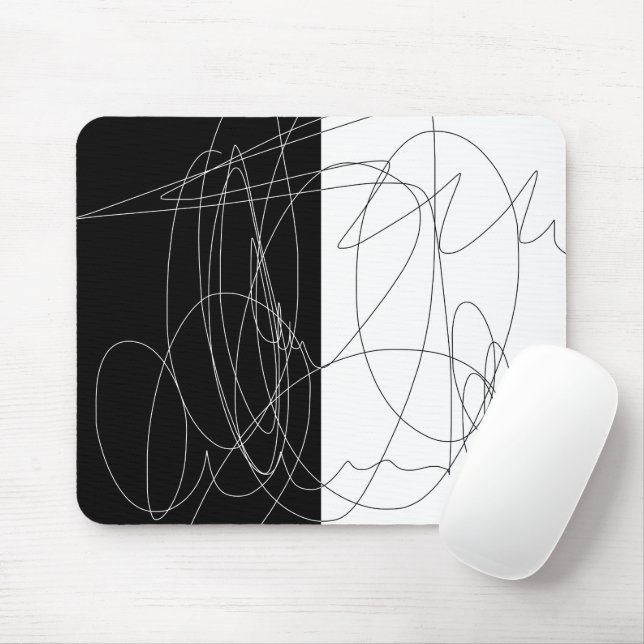 Modern minimal abstract scribble line art mouse pad (With Mouse)