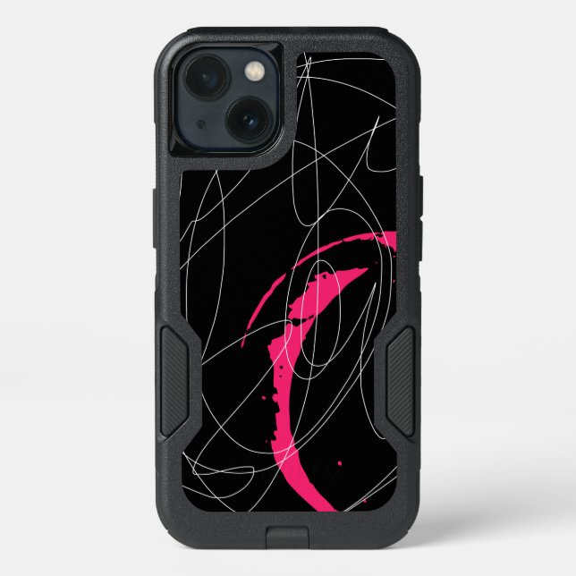 Modern minimal abstract scribble line art otterbox iPhone case (Back)