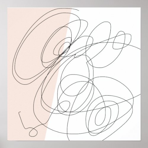 Modern minimal abstract scribble line art poster