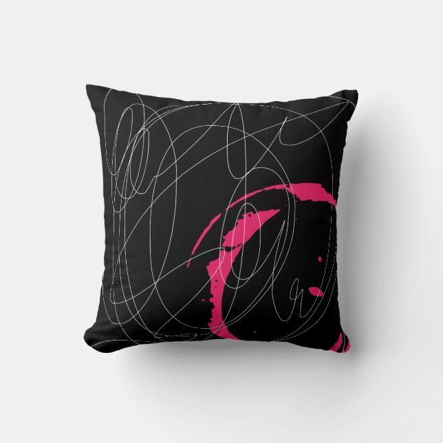 Modern minimal abstract scribble line art throw pillow (Front)