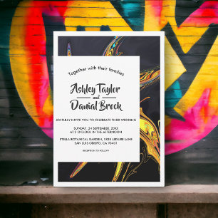 Modern Minimal Abstract Typography Elegant Wedding Invitation