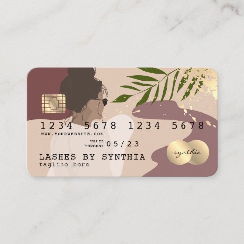 modern minimal abstract woman pastel business card