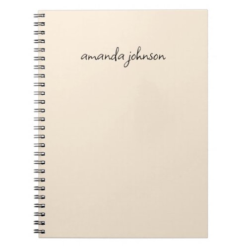 Modern Minimal Add Full Name Monogram on Cream Notebook