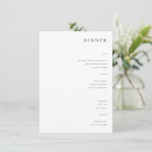 Modern Minimal Aesthetic Wedding Dinner Menu Card