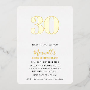 MODERN MINIMAL age simple chic 30th birthday gold Foil Invitation