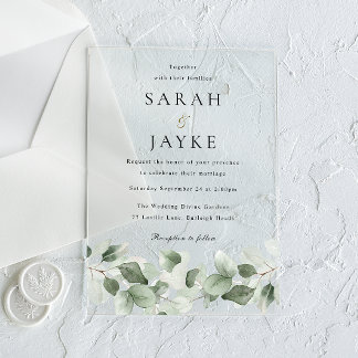 Modern Minimal All Seasons Greenery Wedding Acrylic Invitations