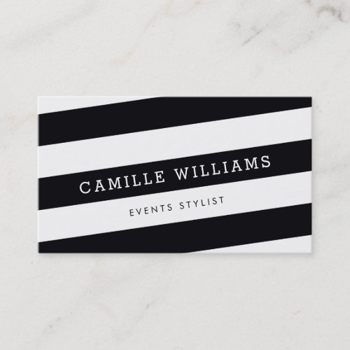 MODERN MINIMAL angled stripe bold black white Business Card