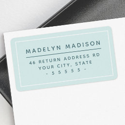 Modern minimal aqua blue return address label