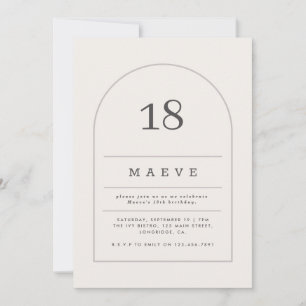 Modern minimal arch 18th photo birthday party invitation