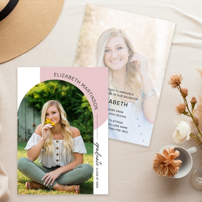 Modern Minimal Arch 2 Photo Graduation Announcement (Creator Uploaded)