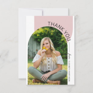 Modern Minimal Arch 2 Photo Graduation Thank You Card