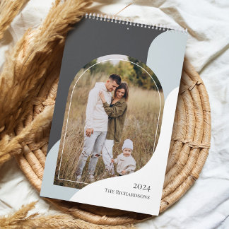 Modern Minimal Arch family Photos Stylish Template Calendar