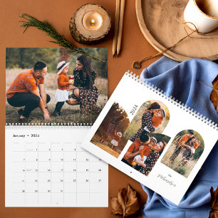 Modern Minimal Arch family Photos Stylish Template Calendar
