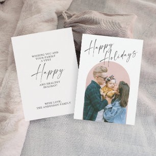 Modern Minimal Arch Happy Holidays Photo Card