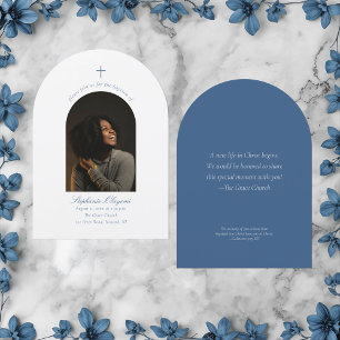 Modern Minimal Arch Photo Christian Adult Baptism Invitation
