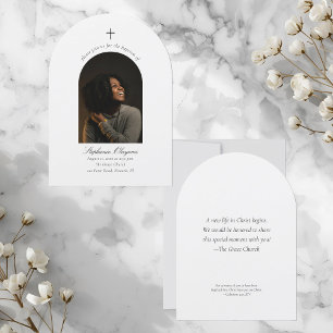 Modern Minimal Arch Photo Christian Adult Baptism Invitation