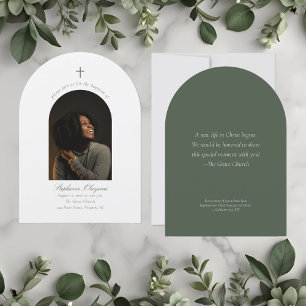 Modern Minimal Arch Photo Christian Adult Baptism Invitation
