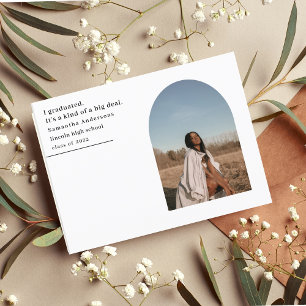 Modern Minimal Arch Photo Graduation Announcement Postcard